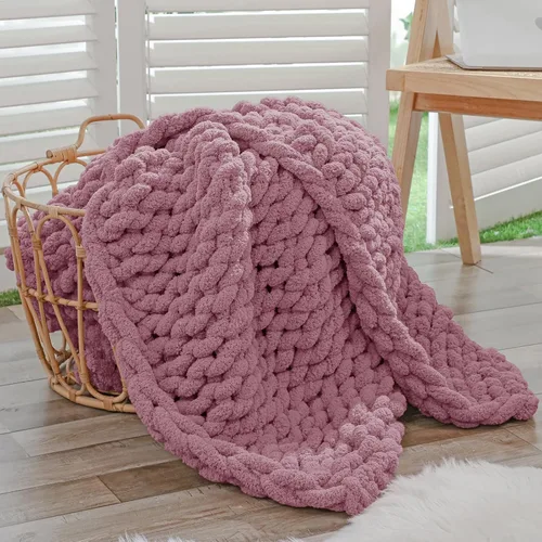 Vista 36 de Bigacogo - Cobija de punto grueso de 40 x 40 pulgadas, de felpilla, 100% tejida a mano, cobija pequeña de punto trenzado suave y grueso, con nudo