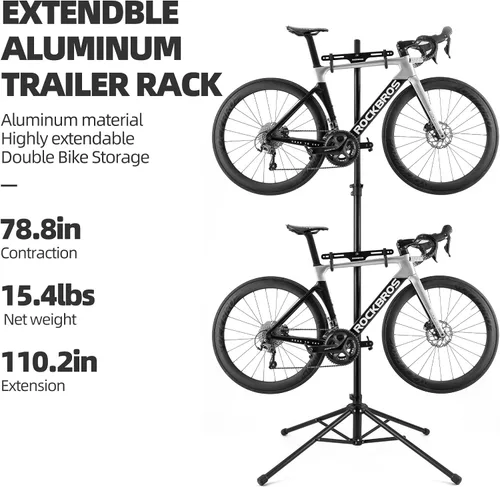 Vista 5 de ROCKBROS 2 soportes de almacenamiento de bicicletas para interiores, ajustable, para pared, vertical, 68.11-110.2 pulgadas, para carretera, MTB e