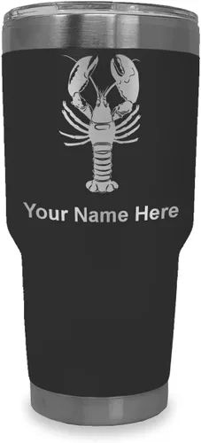 Vista 30 de LaserGram Vaso aislado al vacío de 20 onzas, langosta, grabado personalizado incluido (negro)