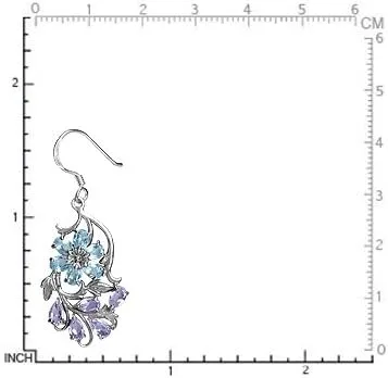 Vista 2 de Silvershake Pendientes colgantes de plata de ley 925 con diseño de flor y hoja de estilo victoriano
