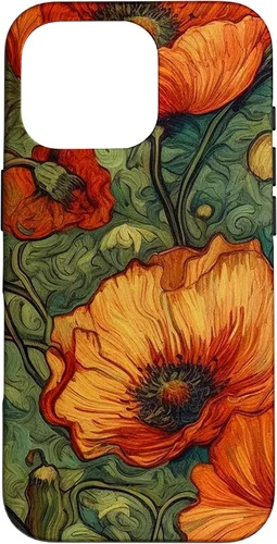 Vista 20 de iPhone 16 Floral Van Gogh Style Poppy Flower Case