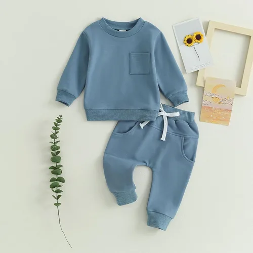 Vista 2 de ZAXARRA Conjunto de 2 piezas de sudadera de manga larga con cuello redondo y pantalones largos para bebé niño