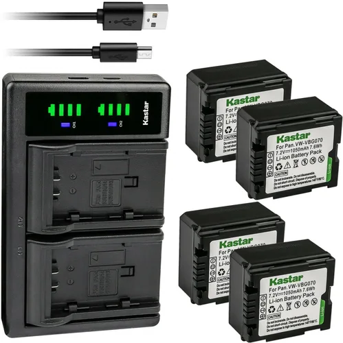 Vista 7 de Kastar VW-VBG070 LTD2 Cargador de batería USB de repuesto para Panasonic HDC-HS20, HDC-HS20K, HDC-HS100, HDC-HS100GK, HDC-HS200, HDC-HS250
