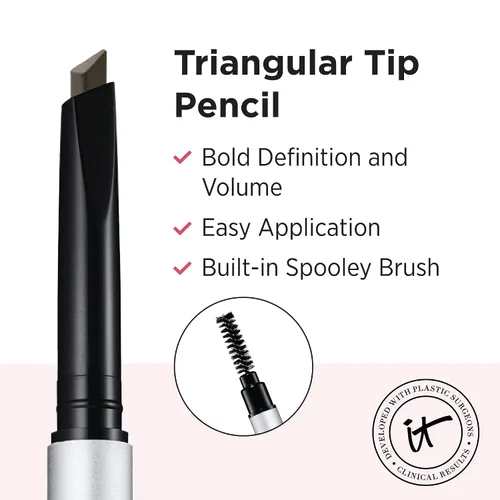 Vista 4 de IT Cosmetics Brow Power Lápiz de cejas – Tonos universales – Fórmula de larga duración, a prueba de golpes, con biotina – Cejas de aspecto natural