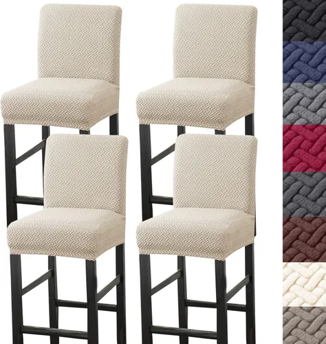Vista 13 de HFCNMY Fundas para taburetes de bar, paquete de 2 fundas elásticas para taburetes de bar con respaldo, fundas de taburete de bar de jacquard