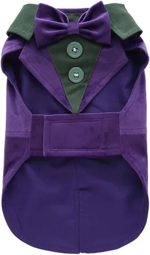 Vista 9 de Esmoquin para cachorro con corbata de moño desmontable, para graduación, boda, uso formal, disfraz de príncipe para perros pequeños (XS, negro)