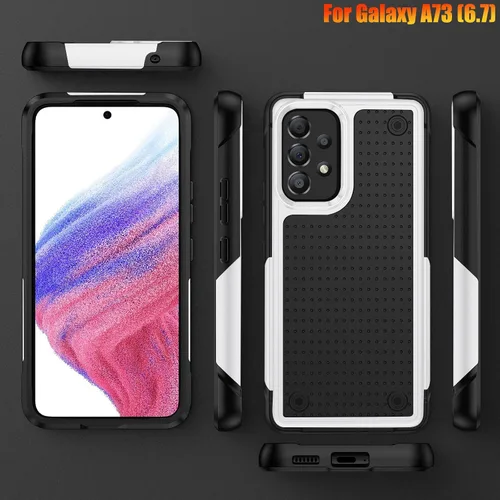 Vista 8 de Funda resistente para Samsung Galaxy A73 (5G) de 6.7 pulgadas, 4 esquinas con bolsas de aire [protección contra caídas de 12 pies], agarre