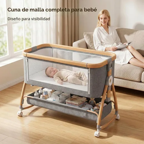 Vista 9 de Moisés para bebé, cuna mecedora 3 en 1, color gris