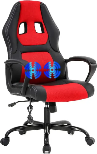 Vista 8 de Silla de oficina de masaje, silla de juegos para PC, cómoda silla de oficina ergonómica, silla de escritorio con soporte lumbar, reposacabezas