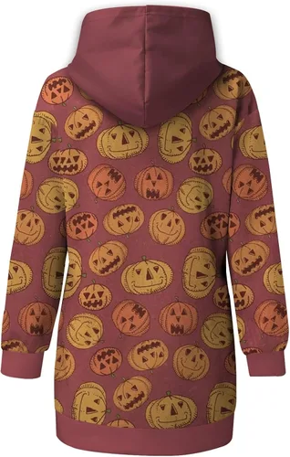 Vista 4 de UODSVP Vestidos Norwater para mujer vestido con capucha para otoño e invierno estampado de Halloween