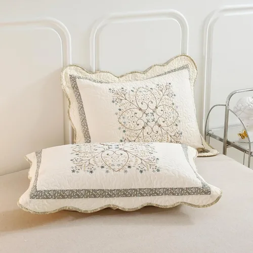 Vista 5 de vctops Elegante juego de edredón bordado de retazos de granja tamaño matrimonial/queen colcha cubrecama reversible juego de ropa de cama de algodón