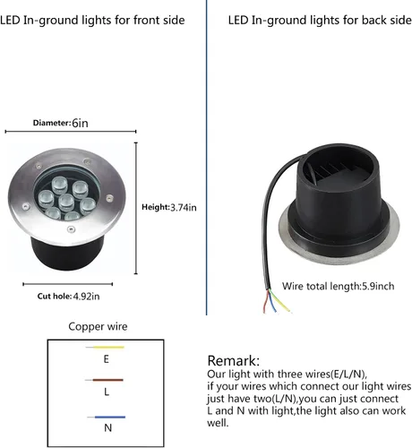 Vista 2 de Luces de suelo para exteriores (7 W, 110 V-120 V, 4 unidades) IP67 Waterproof, Hardwired LED Landscape Light, High Brigt 3000K Well Lighting for