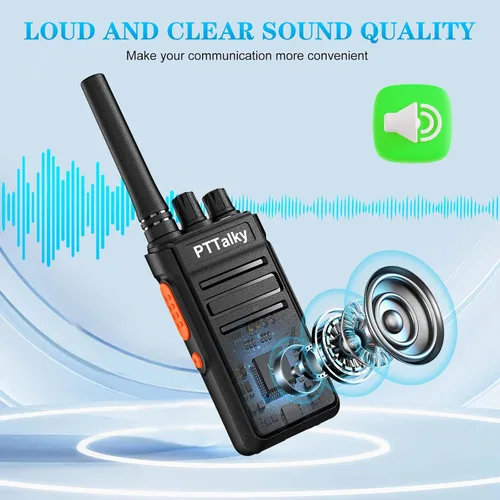 Vista 2 de Walkie Talkies FR1, radio recargable de 2 vías para adultos, mini 16 canales FRS manos libres con cargador USB-C para familia, escuela, iglesia