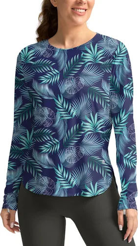 Vista 33 de Camisetas de sol para mujer, con protección ultravioleta FPU 50+, manga larga, ligera, de secado rápido, para entrenamiento, senderismo, para mujer
