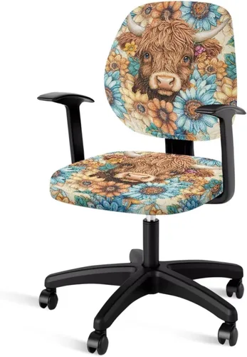 Vista 44 de Talayituse - Funda para silla de oficina o computadora con estampado de estrellas de playa, funda de asiento dividida elástica, extraíble y lavable