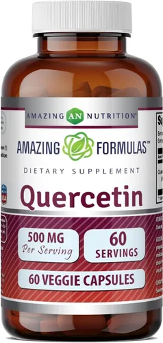 Vista 6 de Amazing Formulas Quercetina 500mg 120 cápsulas vegetales Suplemento – Sin OMG – Sin gluten – Apoya la salud y el bienestar general
