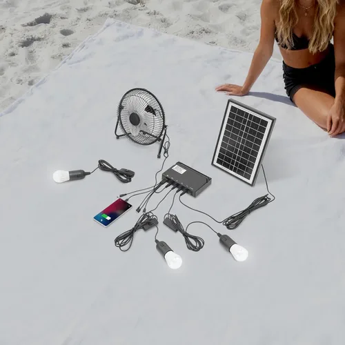 Vista 5 de Solar Generator with Fan & Light, Portable Solar Panel Kit for Outdoor Camp