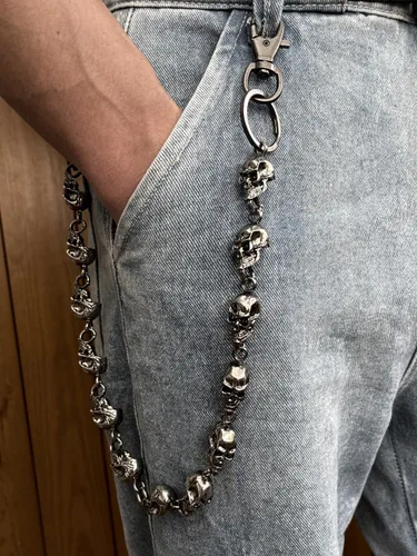 Vista 5 de PINKPIN Skull Wallet Chains for Men Pants Chain Jean Chains Belt Chain Biker Chain Skull Chains Halloween Costumes Decor Pocket Chains Punk Heavy