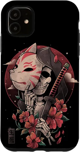 Vista 8 de iPhone 16 Death Messenger Japanese Aesthetics Grim Reaper Kitsune Mask Case