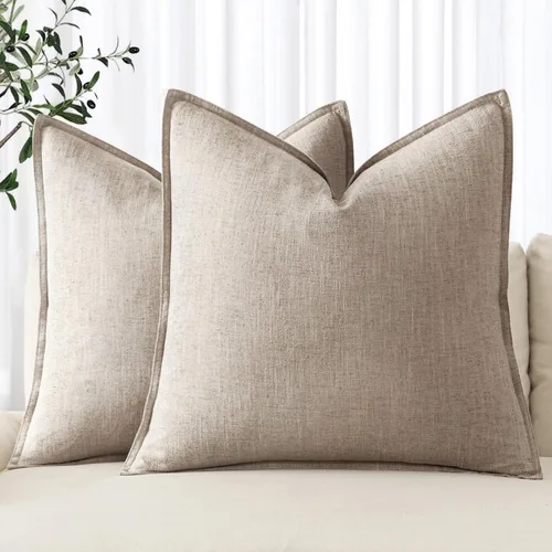 Vista 18 de MIULEE - Juego de 2 fundas de almohada decorativas de lino, estilo bohemio, rústico, neutral, para sofá, cama, 16 x 16 pulgadas, color marrón
