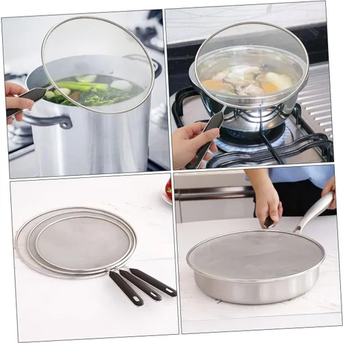 Vista 6 de SHOWERORO Protector contra salpicaduras de malla de aceite, protector contra salpicaduras de malla para freír, mango de tapa de olla, cubierta