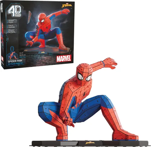 Vista 10 de 4D Build, Marvel Black Panther Kit de modelo de rompecabezas 3D con soporte, 82 piezas, decoración de escritorio Wakanda Forever Black Panther