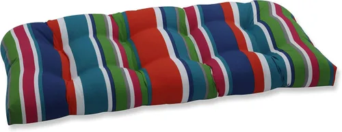 Vista 10 de Pillow Perfect - Cojín capitoné, resistente a la intemperie y la decoloración, para sofá de mimbre/columpio de exterior, bordes redondos, 19 x 44