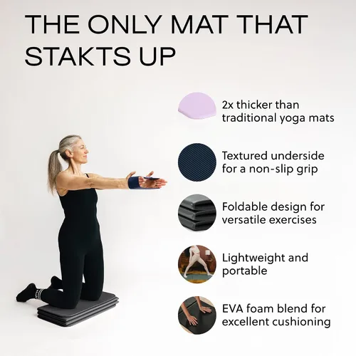 Vista 4 de Stakt Esterilla de yoga plegable Pro - Esterilla antideslizante 2 en 1 para Negro