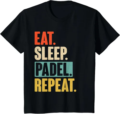 Vista 41 de Eat Sleep Padel Repeat - Camiseta de pádel retro vintage, Negro