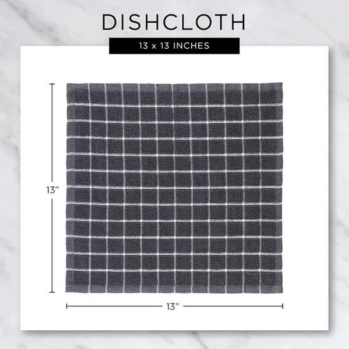 Vista 7 de DII Tri-Color Check Collection - Juego de paños de cocina, color negro, 4 piezas