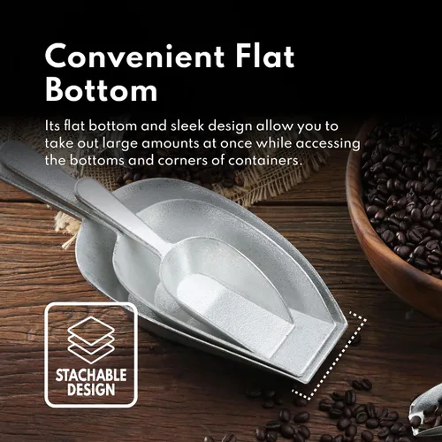 Vista 8 de New Star Foodservice 34622 Cuchara de utilidad de fondo plano de aluminio fundido, 1 oz, tamaño extra pequeño, plateado (solo lavado a mano)