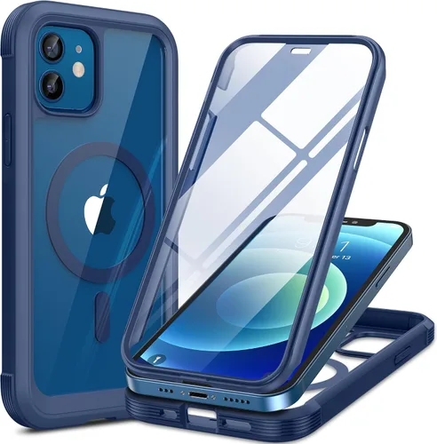 Vista 175 de Miracase - Funda magnética para iPhone 13 Pro Max de 6.7 pulgadas (compatible con MagSafe), transparente, completo, protector de pantalla de vidrio