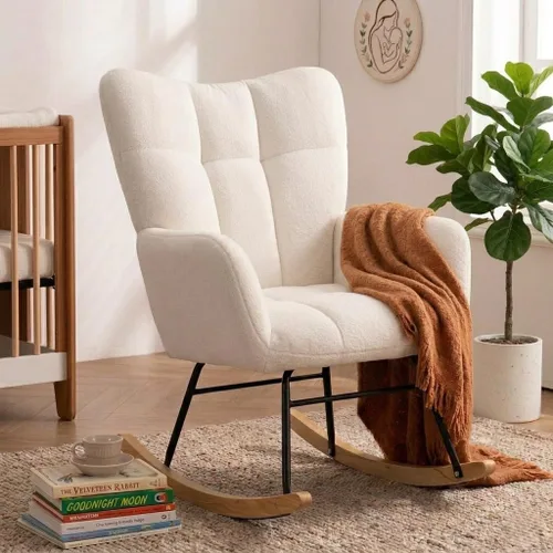 Vista 8 de Silla Mecedora para Guardería, Mecedoras para Guardería, Silla Mecedora para Bebé, Mecedora Deslizante, Diseño de Seguridad Anti-Volcado, Capacidad