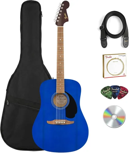Vista 11 de Fender Guitarra acústica Dreadnought - Paquete natural con estuche, afinador, cuerdas, correa y púas