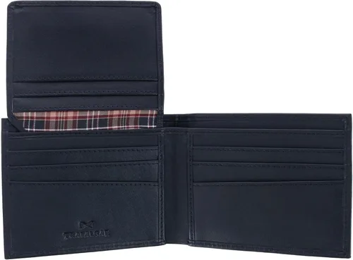 Vista 5 de Trafalgar Cartera Sergio de cuero genuino RFID con doble pliegue para hombre, Negro -, Talla única