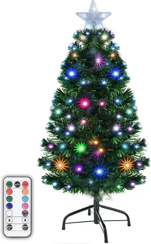 Vista 8 de Holiday Essence Prelit Árbol de Navidad artificial, árbol de Navidad de pino de 4 pies con luces LED multicolor que cambian de función y árbol