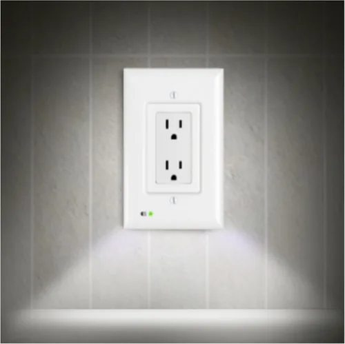 Vista 14 de Placa de cubierta de salida iluminada y luz nocturna LED, cubierta de toma de corriente de pared para cortes de energía durante tormentas de hielo