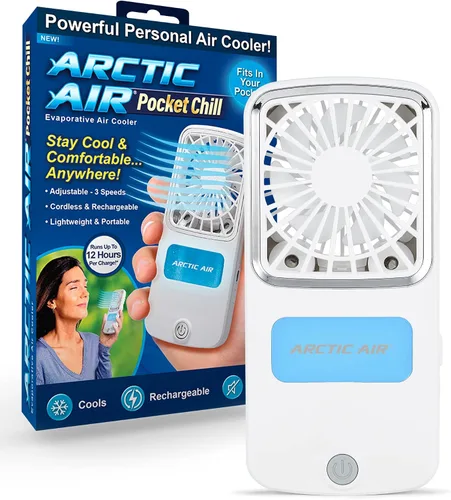 Vista 11 de Arctic Air Ventilador portátil pequeño de bolsillo, potente enfriador de aire personal con 3 velocidades ajustables, duración de la batería de 12
