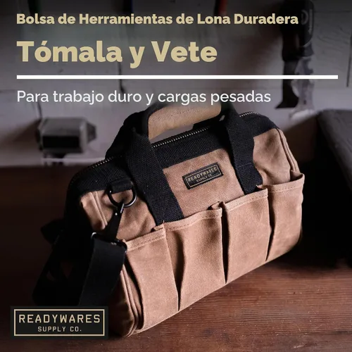 Vista 3 de Readywares Bolsa de herramientas, bolsa de lona encerada resistente para equipo, herramientas, suministros y equipamiento (30 cm, marrón)