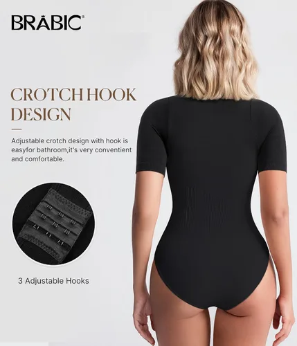 Vista 3 de BRABIC Body moldeador para mujer para control de abdomen, sin costuras, sin mangas, moldeador de cuerpo
