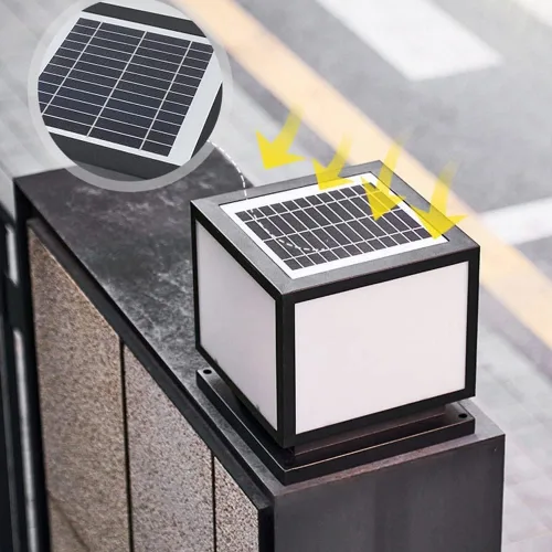 Vista 4 de Luces de poste al aire libre, luz solar de pilar IP55 para exteriores, impermeable, luz de pared cuadrada de metal, luz de poste de puerta de metal