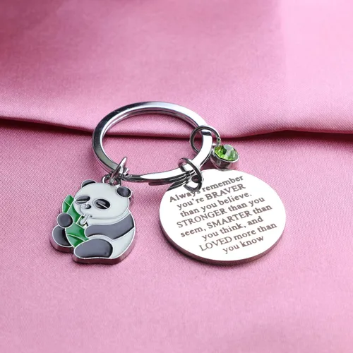 Vista 3 de TongXin Lindo llavero de oso panda para amantes de los pandas, regalo divertido de animales para mujeres y niñas, llavero de panda
