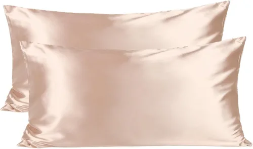 Vista 10 de Yanibest Funda de almohada de satén, fundas de almohada de seda para cabello y piel con cremallera, juego de 2 fundas de almohada estándar para 20 x
