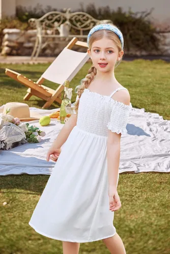 Vista 7 de Arshiner Vestido casual de verano sin mangas para niñas de 4 a 13 años
