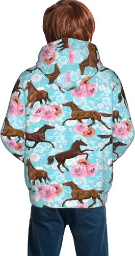 Vista 2 de Divertida sudadera con capucha para niñas y niños, sudadera con capucha suave con bolsillos