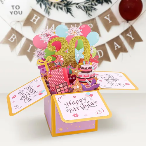 Vista 3 de CIEHER Tarjeta de 30 cumpleaños + corona de cumpleaños 30 + banda de cumpleaños 30 + juego de pines de perlas, decoraciones de cumpleaños 30
