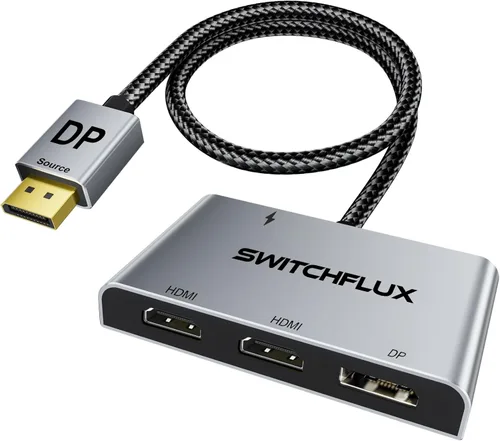 Vista 8 de DisplayPort a Dual DisplayPort con adaptador HDMI 4K @60 Hz Pantalla extendida 1 en 3 salidas MST Hub para múltiples monitores compatible