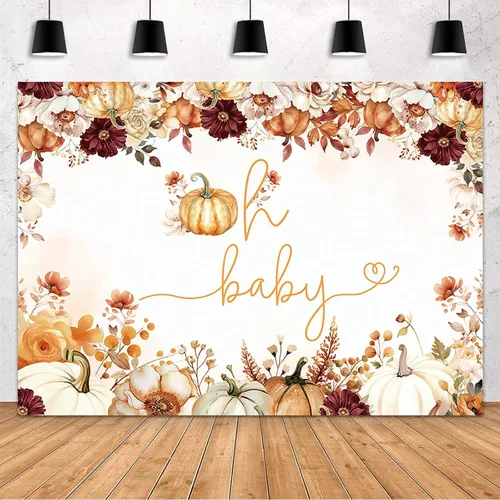 Vista 7 de MEHOFOND Decoraciones de otoño de 7 x 5 pies, decoración de baby shower, fondo de vegetación, hojas de eucalipto, suministros de fiesta de otoño