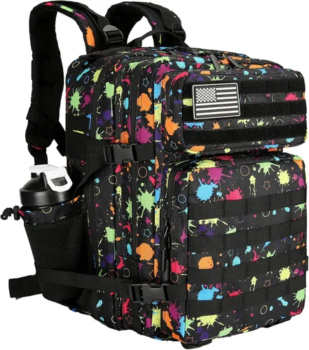 Vista 17 de Mochila táctica militar de 25 litros, resistente Molle, paquete de asalto para el trabajo, gimnasio, al aire libre, senderismo, campamento