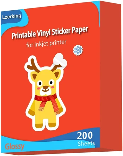 Vista 9 de Lzerking - Papel adhesivo de vinilo imprimible para impresora de inyección de tinta - 25 hojas de papel adhesivo impermeable autoadhesivo